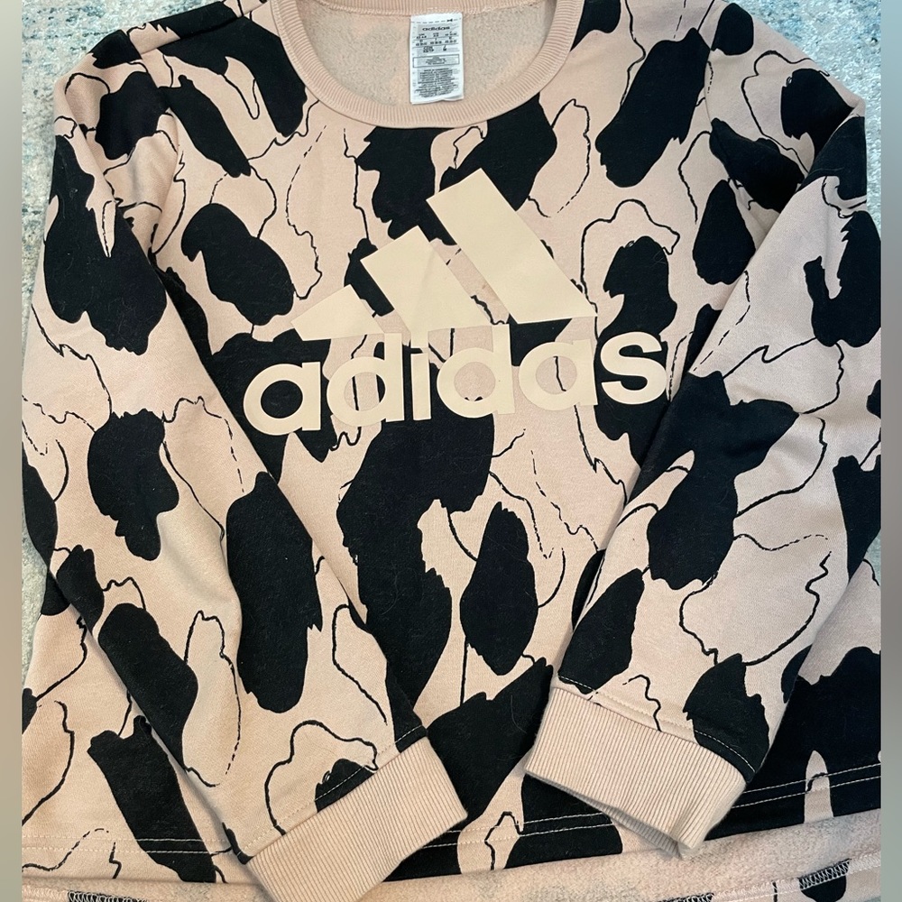 Adidas black and pink printed sweater